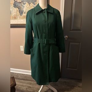 Vintage Green London Fog Maincoats Lined Trench Coat Size 12